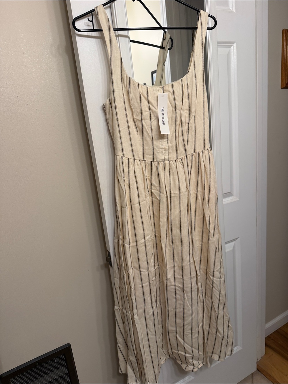 Cream Stripe Midi Dress